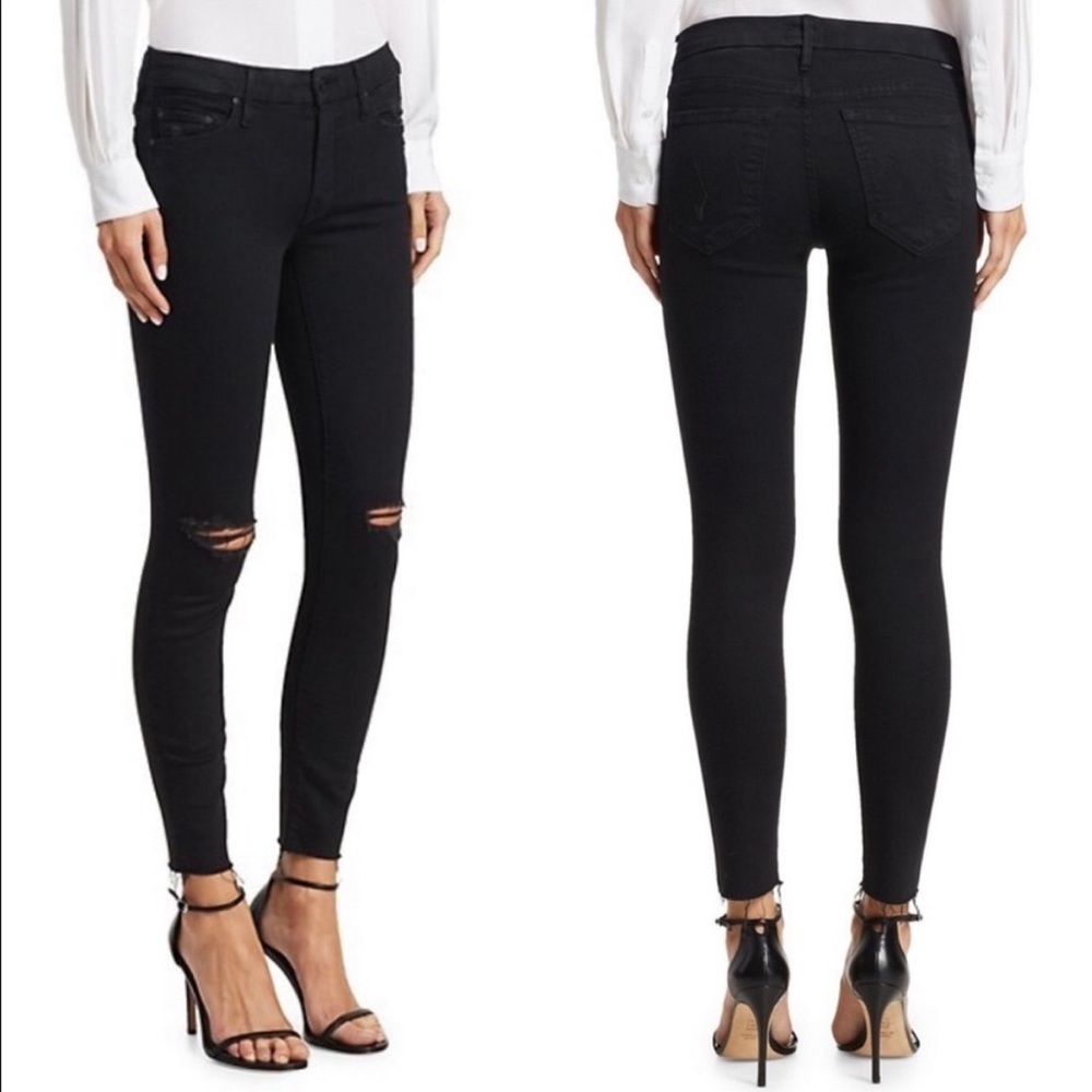 MOTHER Looker Ankle Fray Skinny Jean Guilty as Sin Black Denim Casual Women’s 26